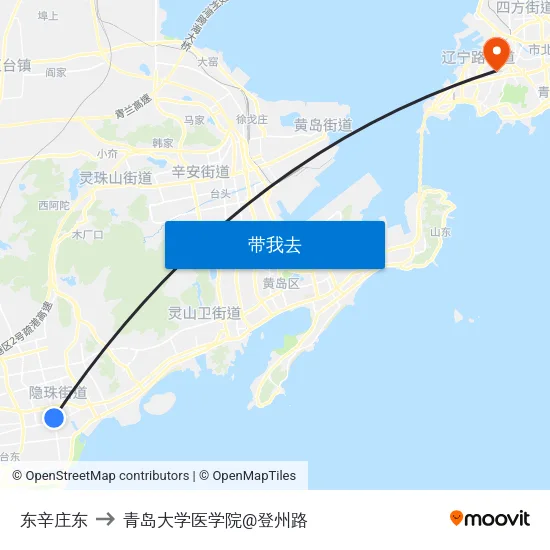 东辛庄东 to 青岛大学医学院@登州路 map