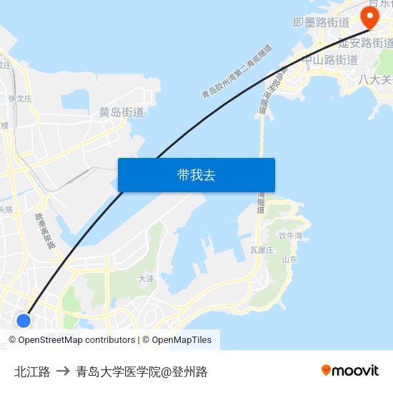 北江路 to 青岛大学医学院@登州路 map