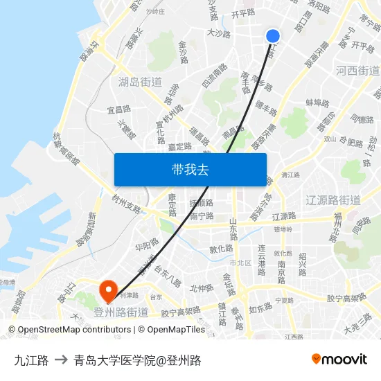 九江路 to 青岛大学医学院@登州路 map