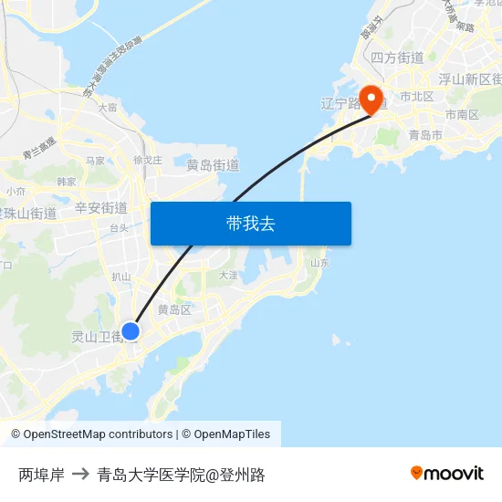 两埠岸 to 青岛大学医学院@登州路 map