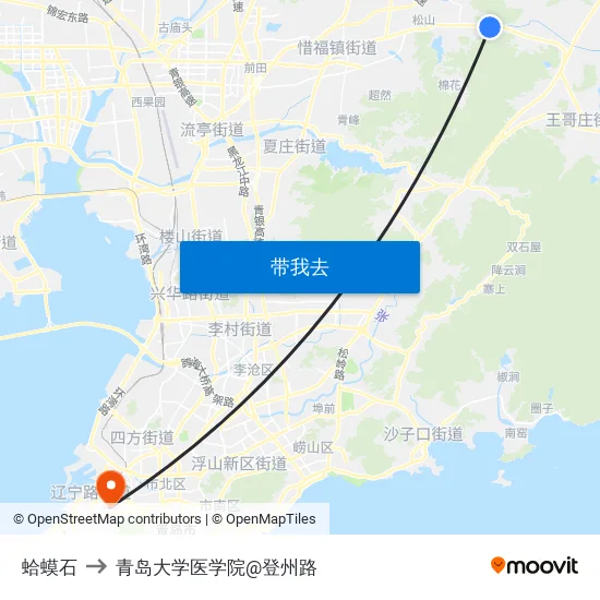 蛤蟆石 to 青岛大学医学院@登州路 map