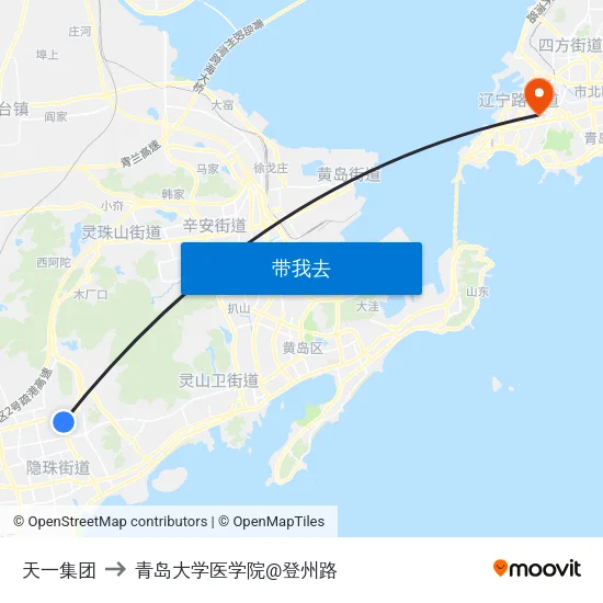 天一集团 to 青岛大学医学院@登州路 map