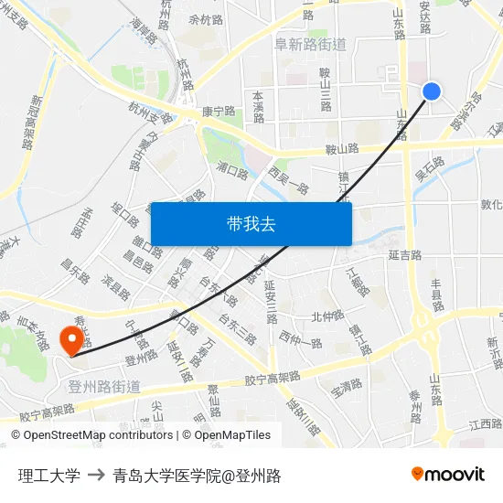 理工大学 to 青岛大学医学院@登州路 map