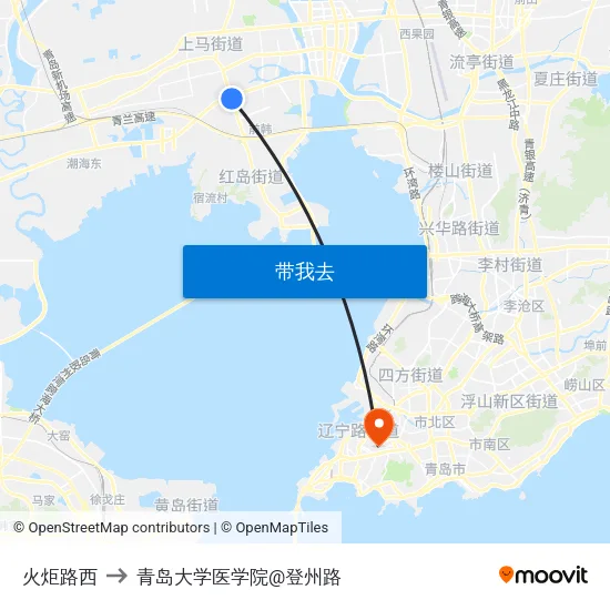 火炬路西 to 青岛大学医学院@登州路 map