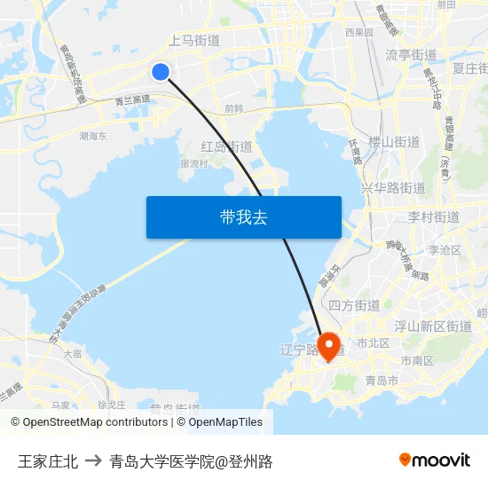 王家庄北 to 青岛大学医学院@登州路 map