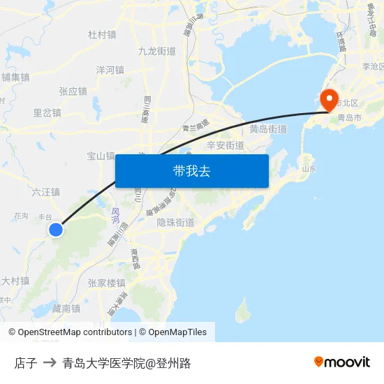 店子 to 青岛大学医学院@登州路 map