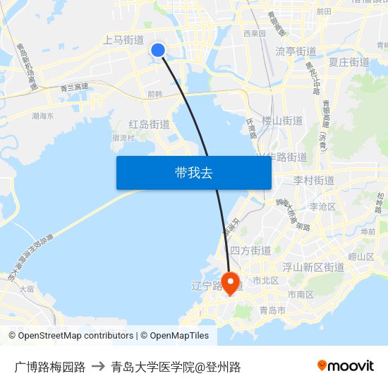 广博路梅园路 to 青岛大学医学院@登州路 map