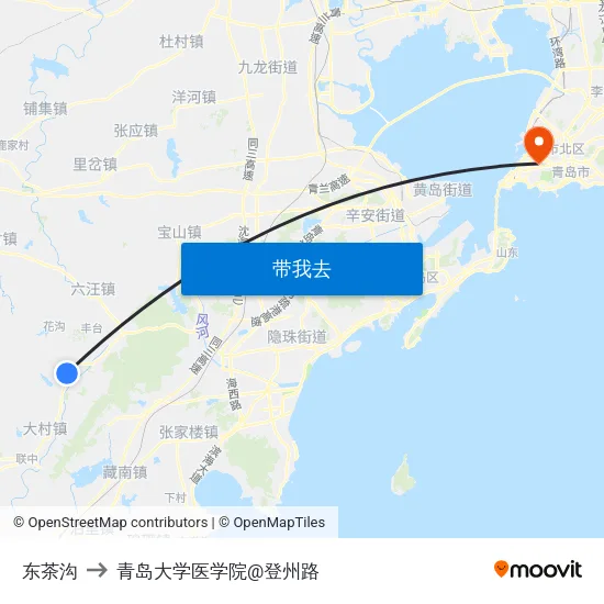 东茶沟 to 青岛大学医学院@登州路 map