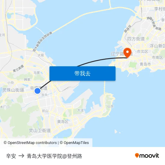 辛安 to 青岛大学医学院@登州路 map