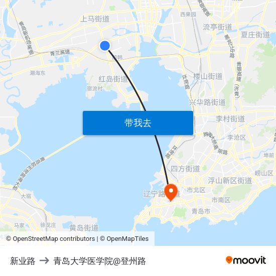 新业路 to 青岛大学医学院@登州路 map