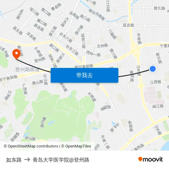 如东路 to 青岛大学医学院@登州路 map