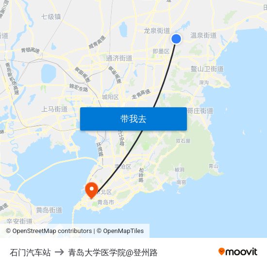 石门汽车站 to 青岛大学医学院@登州路 map