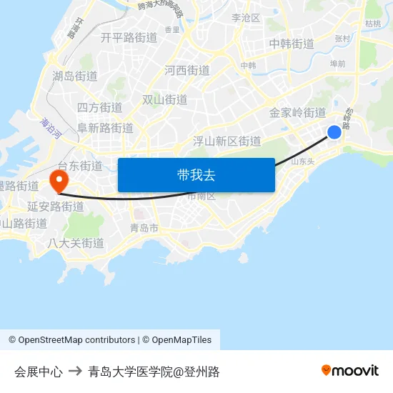 会展中心 to 青岛大学医学院@登州路 map