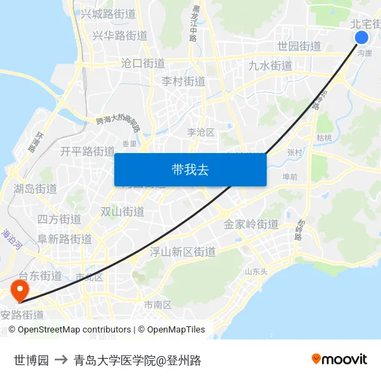 世博园 to 青岛大学医学院@登州路 map