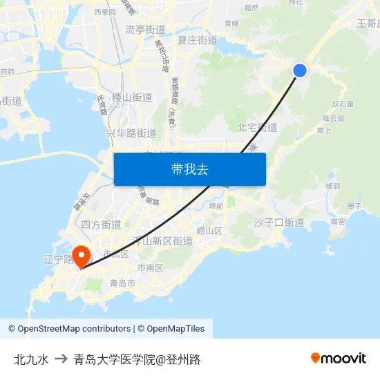 北九水 to 青岛大学医学院@登州路 map