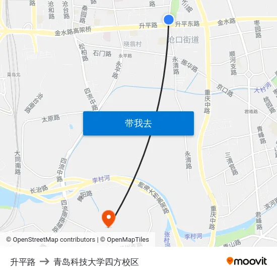 升平路 to 青岛科技大学四方校区 map