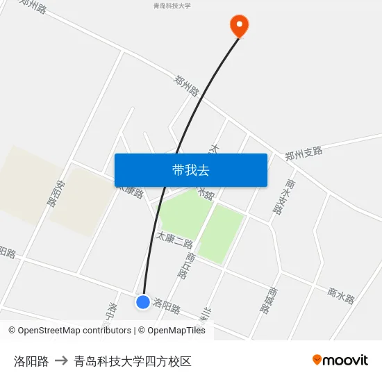 洛阳路 to 青岛科技大学四方校区 map