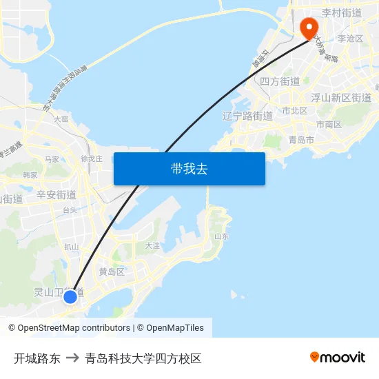 开城路东 to 青岛科技大学四方校区 map