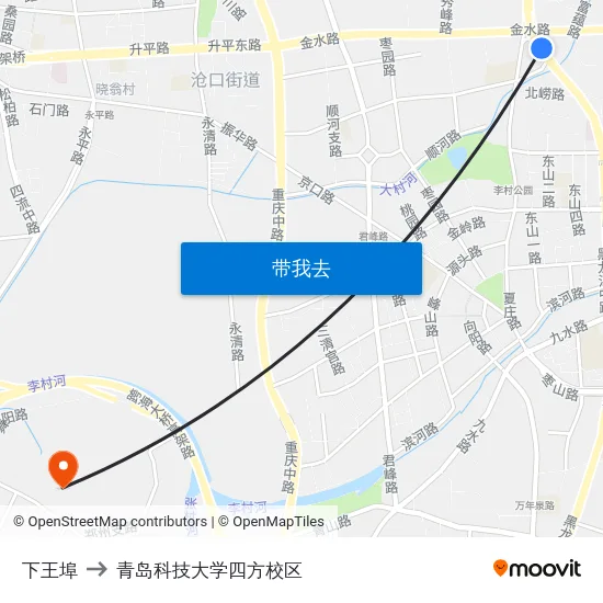 下王埠 to 青岛科技大学四方校区 map