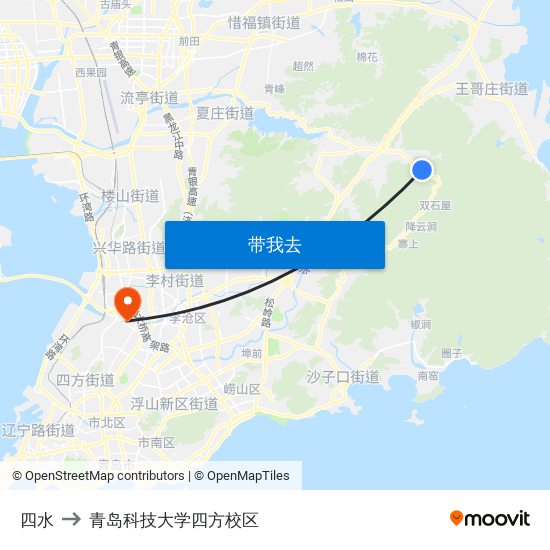 四水 to 青岛科技大学四方校区 map