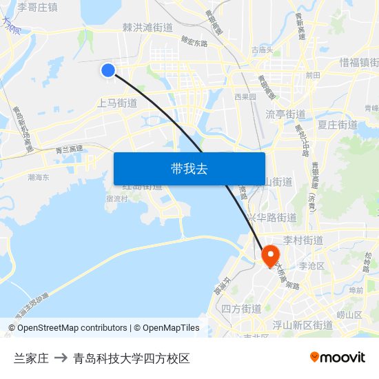 兰家庄 to 青岛科技大学四方校区 map