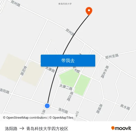 洛阳路 to 青岛科技大学四方校区 map
