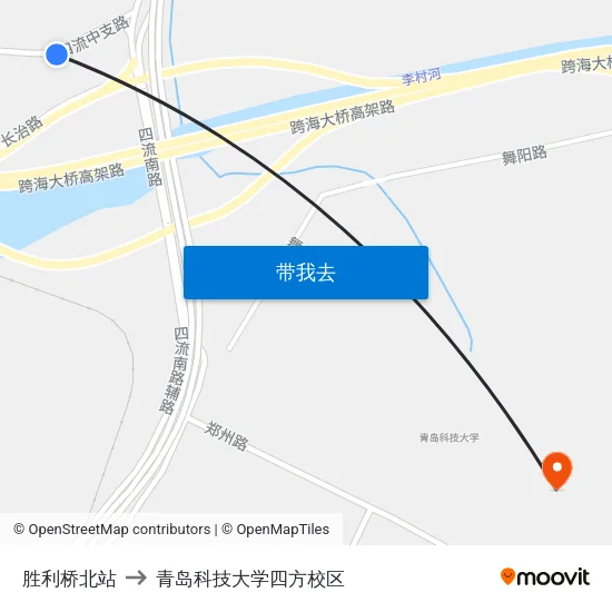 胜利桥北站 to 青岛科技大学四方校区 map