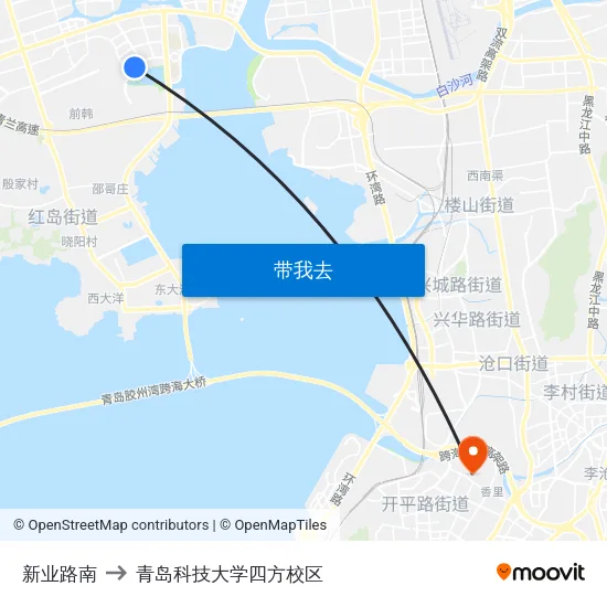 新业路南 to 青岛科技大学四方校区 map
