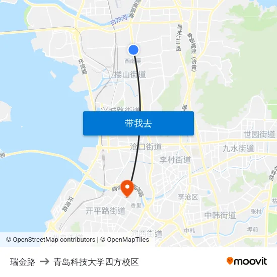 瑞金路 to 青岛科技大学四方校区 map