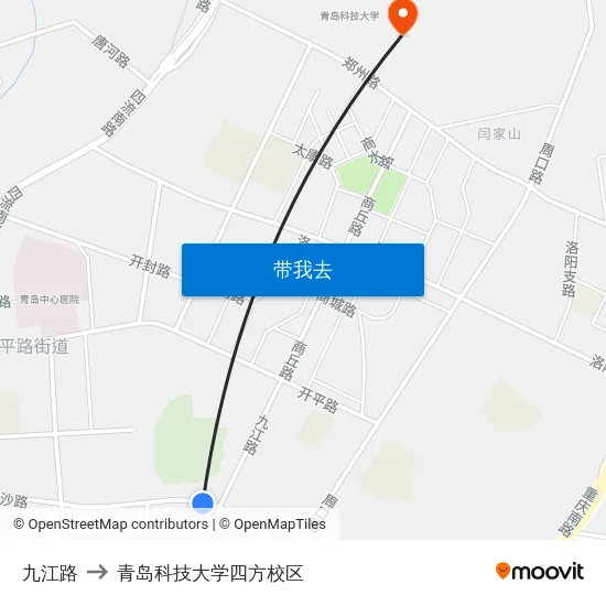 九江路 to 青岛科技大学四方校区 map