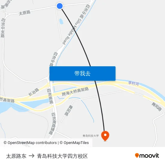 太原路东 to 青岛科技大学四方校区 map