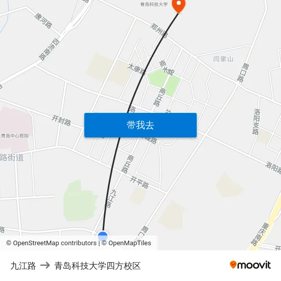 九江路 to 青岛科技大学四方校区 map