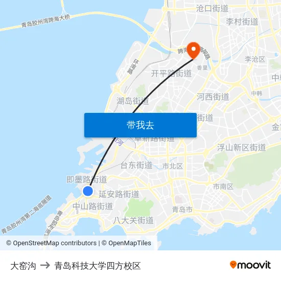 大窑沟 to 青岛科技大学四方校区 map