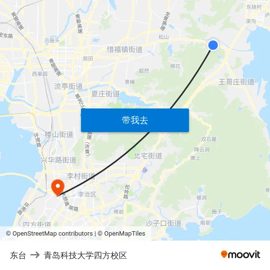 东台 to 青岛科技大学四方校区 map