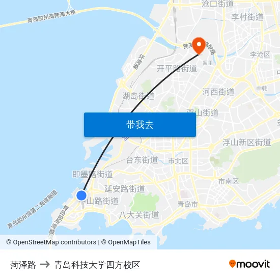 菏泽路 to 青岛科技大学四方校区 map