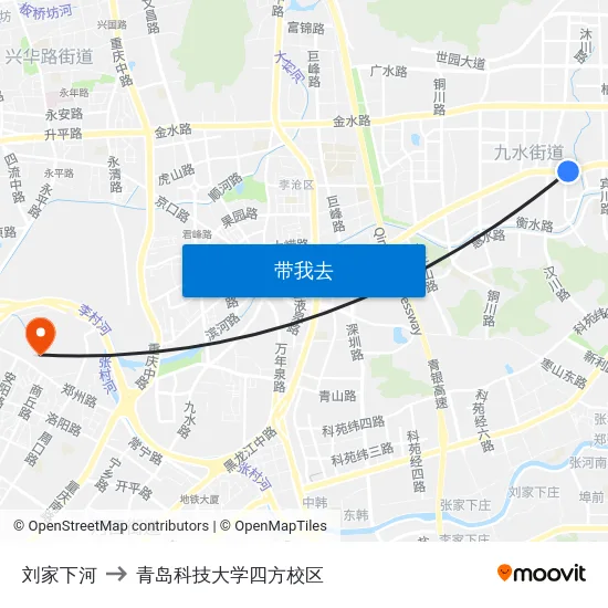 刘家下河 to 青岛科技大学四方校区 map