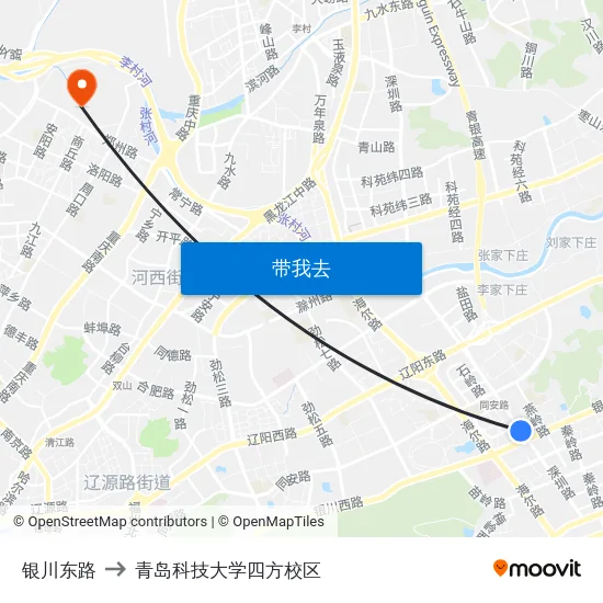 银川东路 to 青岛科技大学四方校区 map