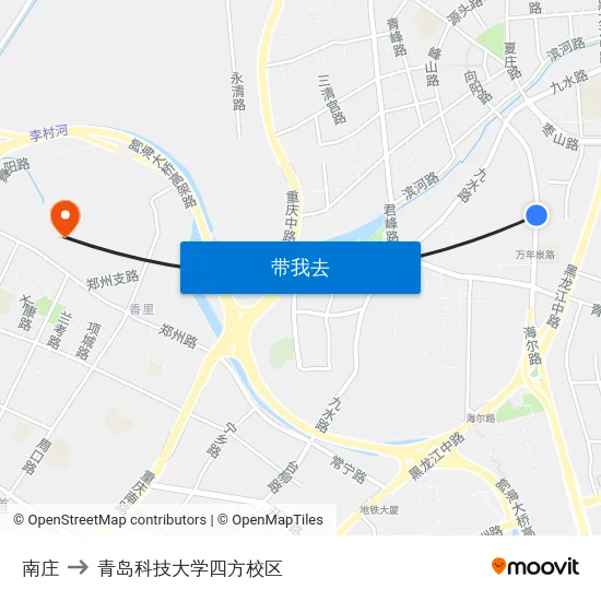 南庄 to 青岛科技大学四方校区 map