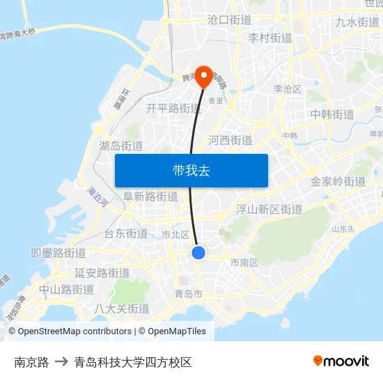 南京路 to 青岛科技大学四方校区 map