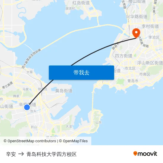 辛安 to 青岛科技大学四方校区 map