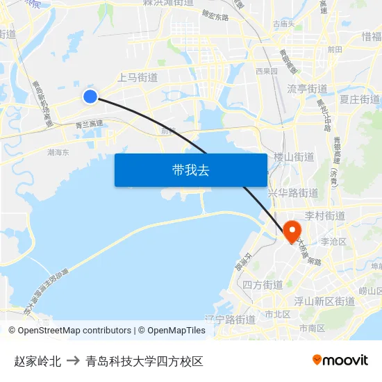 赵家岭北 to 青岛科技大学四方校区 map