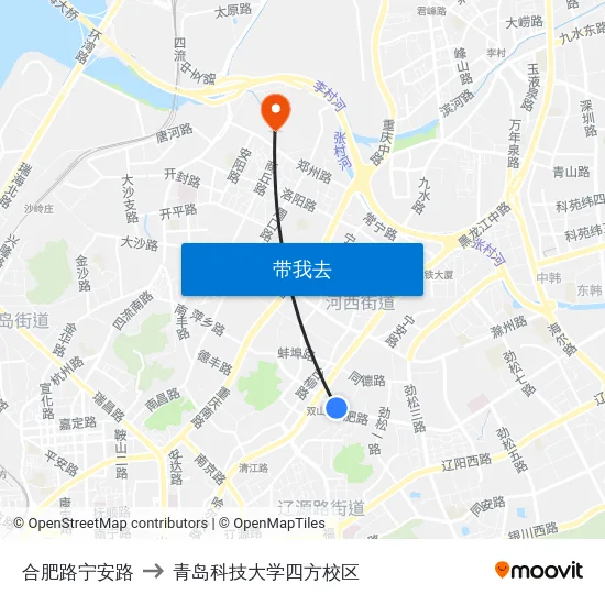 合肥路宁安路 to 青岛科技大学四方校区 map