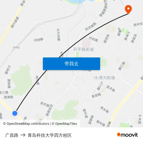 广昌路 to 青岛科技大学四方校区 map