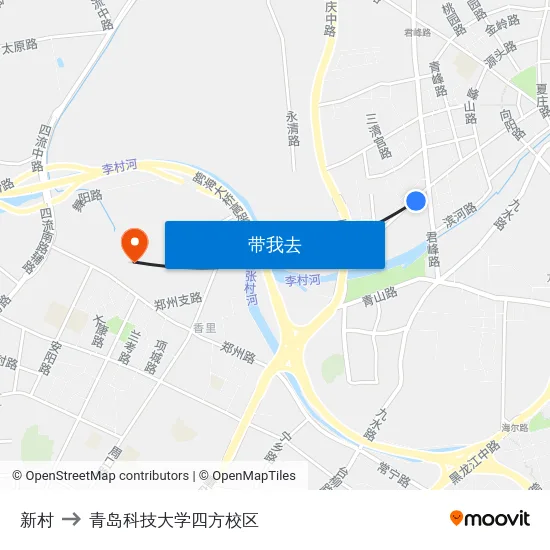 新村 to 青岛科技大学四方校区 map