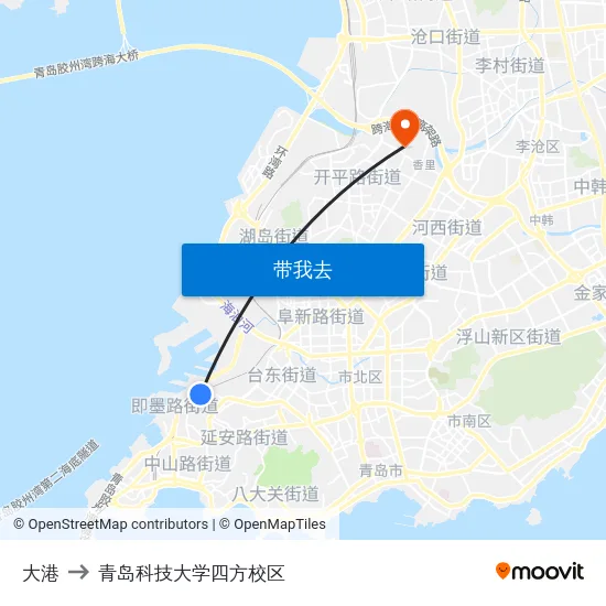 大港 to 青岛科技大学四方校区 map