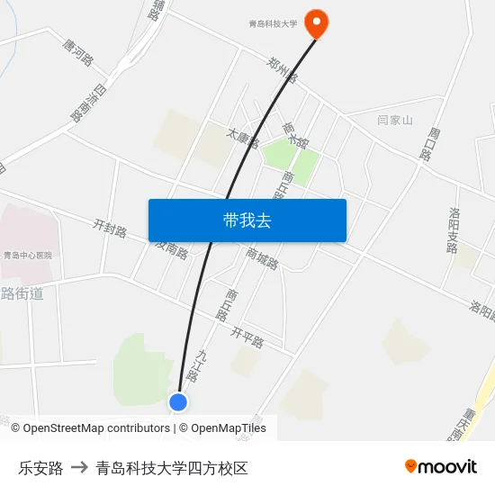 乐安路 to 青岛科技大学四方校区 map