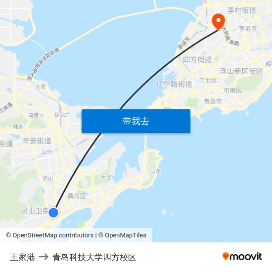 王家港 to 青岛科技大学四方校区 map