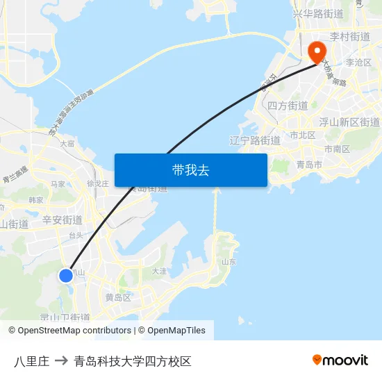 八里庄 to 青岛科技大学四方校区 map