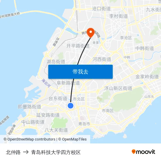 北仲路 to 青岛科技大学四方校区 map