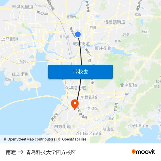 南疃 to 青岛科技大学四方校区 map